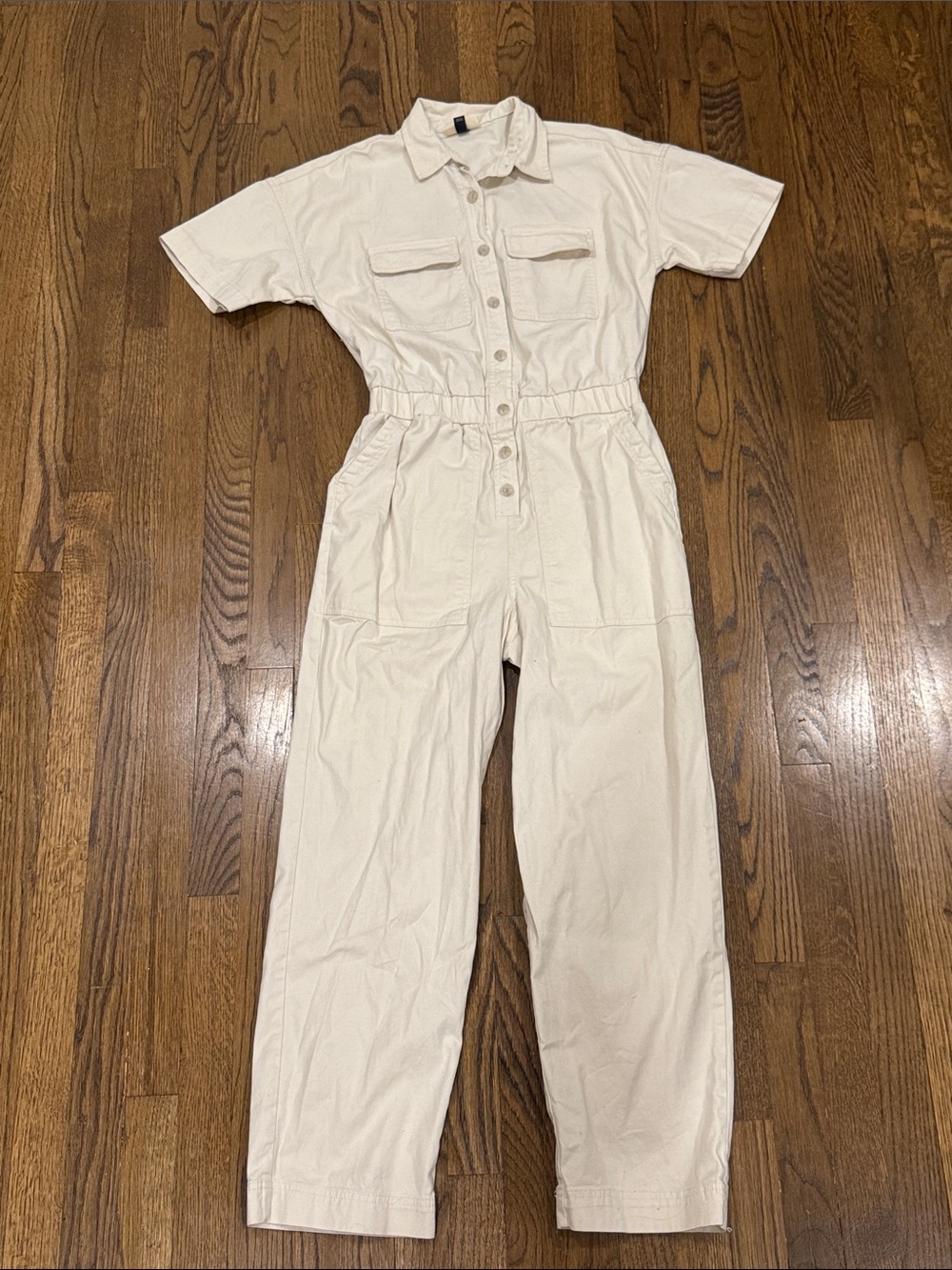 Universal Thread Cream Short-Sleeve Utility Jumpsuit